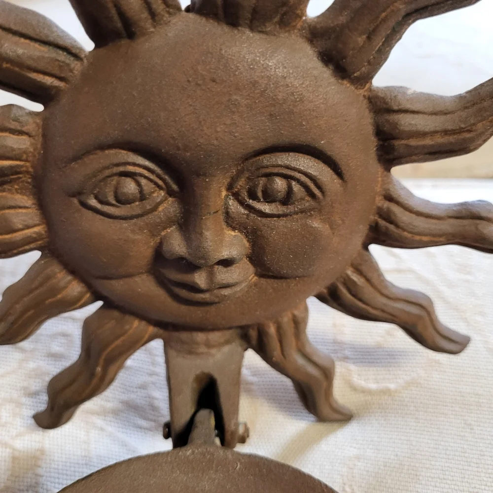 Vintage 90s sun  celestial boho wrought iron candle holder Wall sconce
